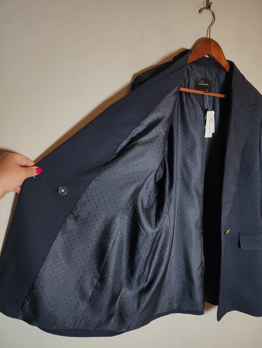 NWT Banana Republic Navy Blue Blazer Jacket Double Breasted Women's Size 16 - Picture 11 of 16